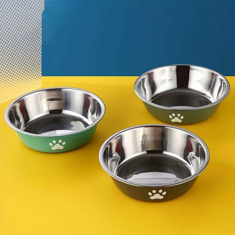 1Pcs Pet Dog Food Bowl Rice Bowl Stainless Steel Dog Bowl Dog Bowl Drinking Water Bowl antitip Large Dog Cat Bowl Water Bowl J251113