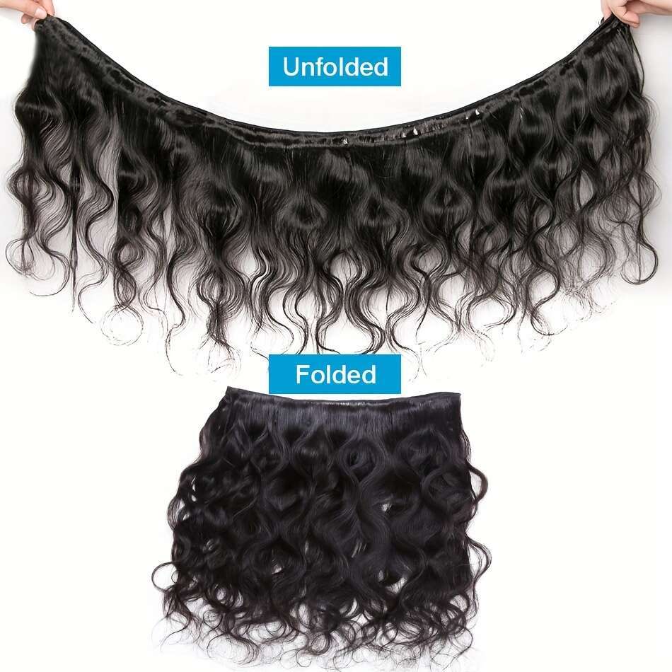 Virgin Human Hair Bundles - 15A Body Wave, 100% Unprocessed, Natural Black, Salon Quality Men Women, Soft & Voluminous Curls, Ideal