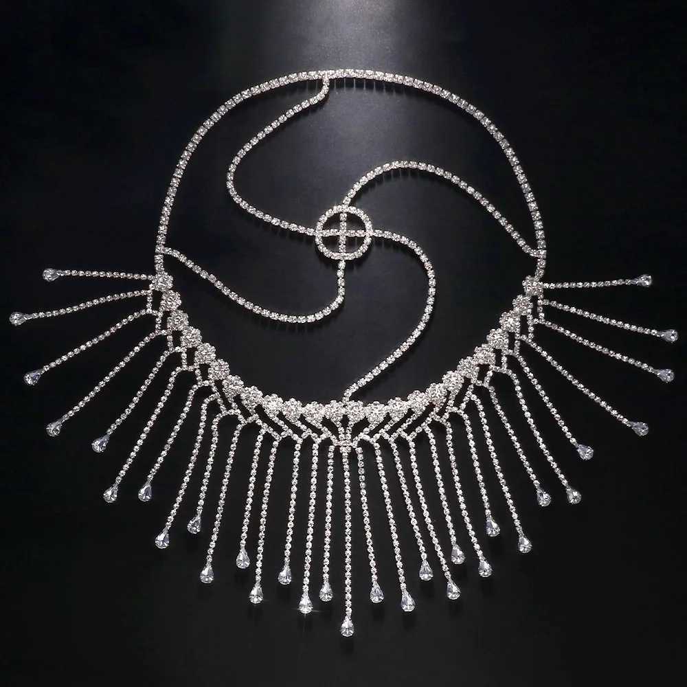Stonefans Boho Rhinestone Long Tassel headband Chain Jewelry for Women Water Drop Pendant Crystal Mask Hat Accessories GiftW251029