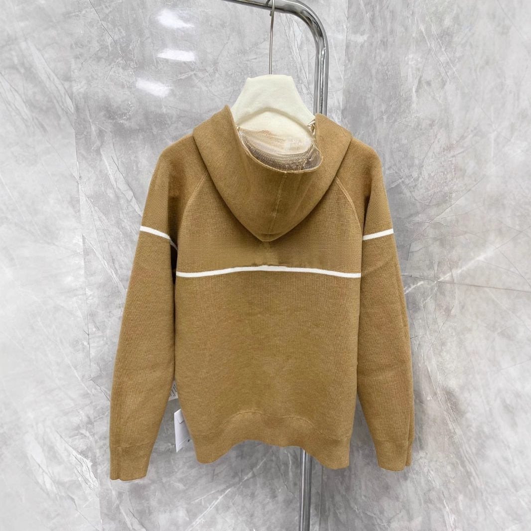 Autumn and winter new women's classic fashion multifunctional zipper knitted open top hooded jacket, designer elegant long sleeved top