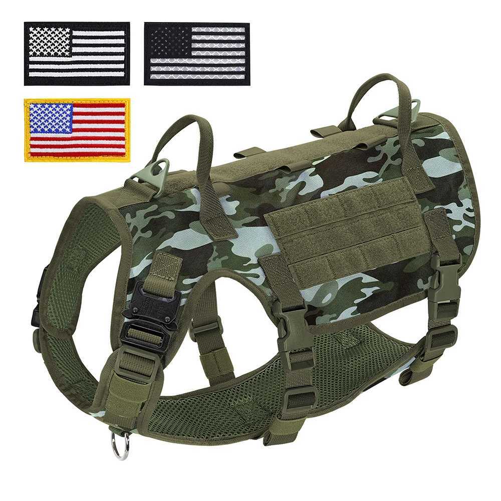 Nylon Tactical Dog Harness Military Dogs Vest Durable Pet Training Harnesses with Flags for Medium Large Dogs Golden Retriever J251129