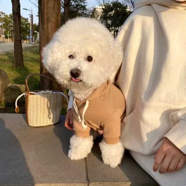 Ins Winter Fashion Hooded Dog Hoodie Warm Dog Cat Foot Coat Solid Cotton Top Fashion Luxury Design puppy Clothes for Large Dog C251030