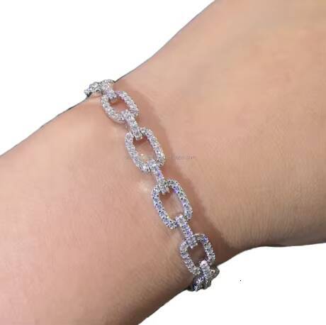 New Arrival S925 Solid Silver Hip Hop Infinity France Bracelet for Men VVS1 Moissanite Iced with GRA Certificate Gift