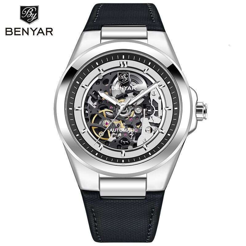 benyar b binya cross hollow movement novel design highquality alloy case mens mechanical watch by5207m