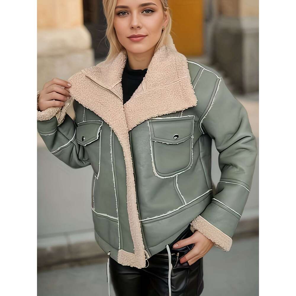 Fleece Lined Jacket Women S Fleece Lined Epaulet With Pockets Drawstring Hem Button Closure Warm Fall Winter Coat In Black Stylish And Functional For