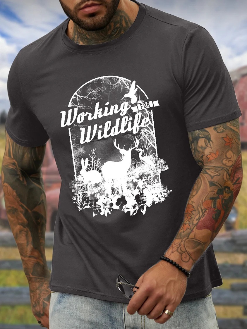 Wildlife Work Men's Crew Neck Casual Cotton Short-Sleeve T-Shirt - TT7376
