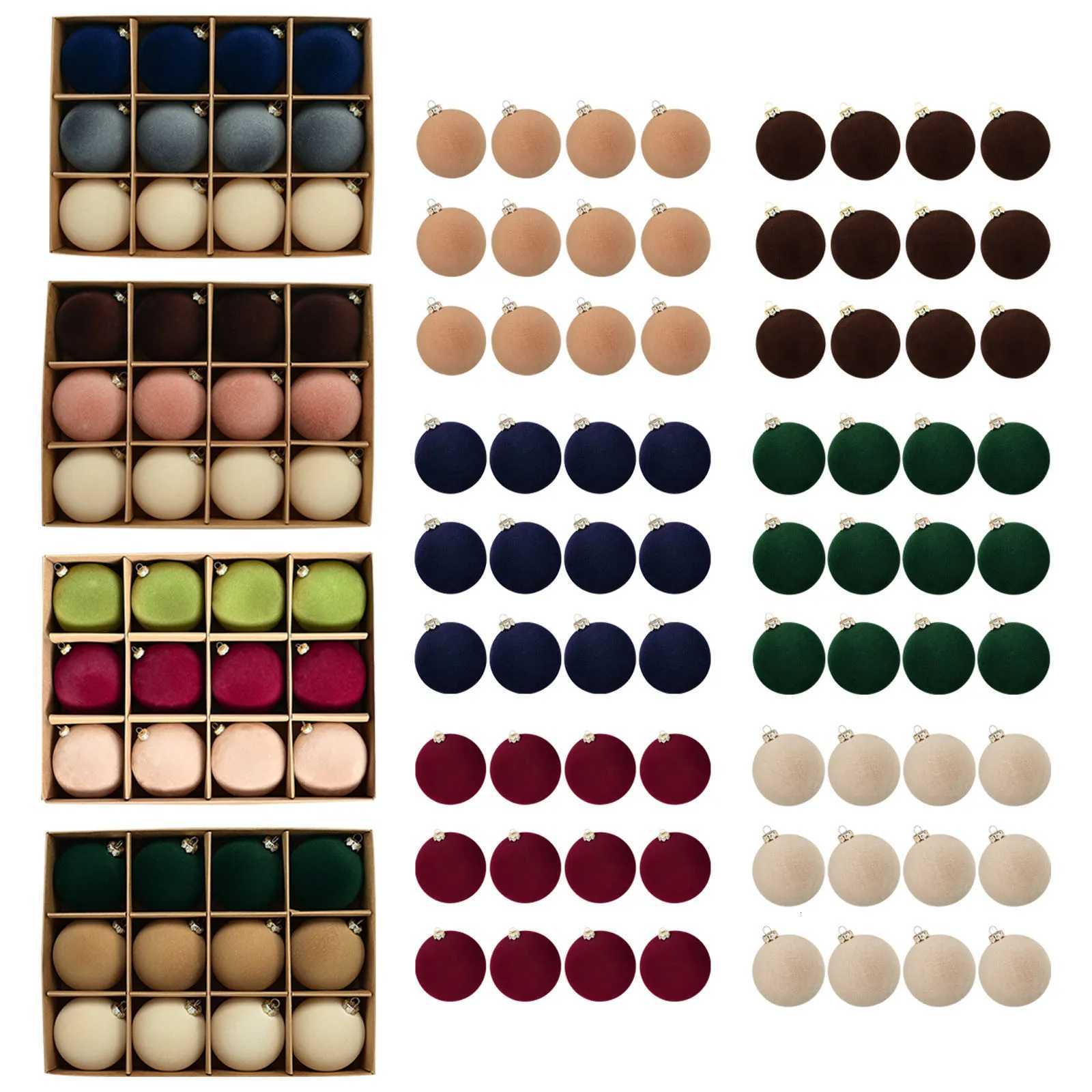 12pc Christmas Velvet Flocked Fibers Round Ball Ornament Creative DIY Christmas Ball Wreath and Christmas Tree Decoration C251030