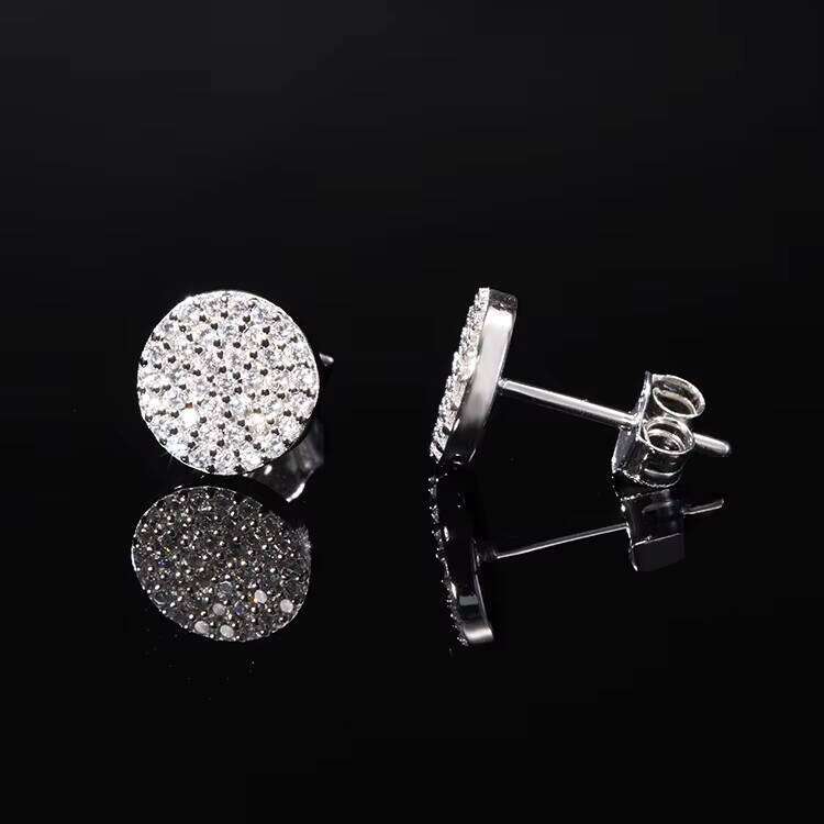 Men Women Fashion Bling Jewelry 925 Sterling Silver Gold Plated Moissanite Stones Studs Earrings Nice Gift