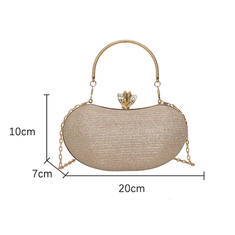 Shiny Evening Bag for Women Elegant Diamonds Buckle Exquisite Metal Handel Chain Clutch Bag Sparking Sequined Party Bags 251023