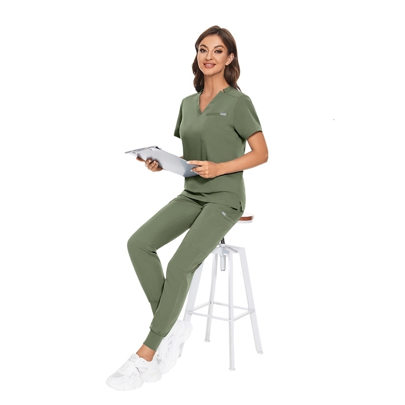 Multicolor Scrubs Uniform Short Sleeve TopsPants Nursing Uniform Women Pet Shop Doctor Scrub Surgery Workwear Scrub Set 251029