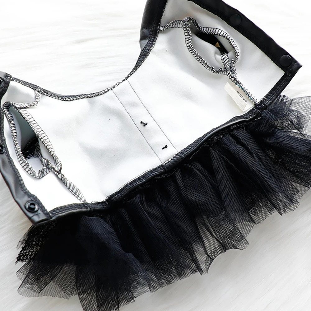 Fashion Cat Puppy Sequin Dress Soft Leather Top with Lace Skirt for Female Small Dogs And Cats Autumn Winter Pets Clothes 251029
