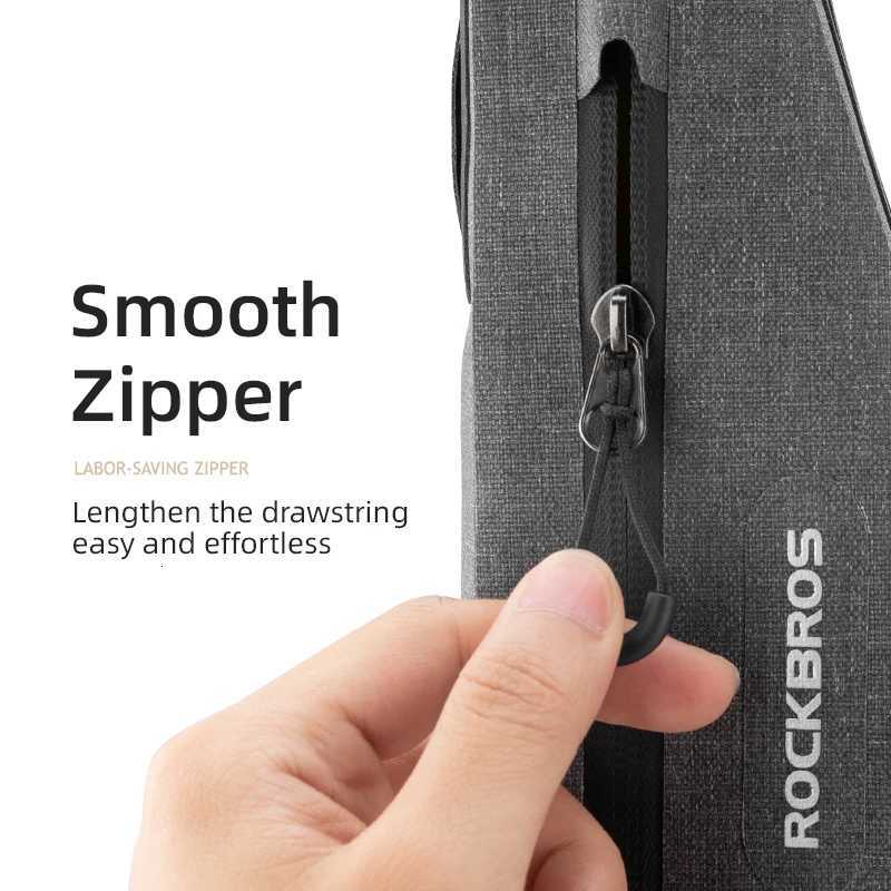 ROCKBROS 15L Full Waterproof Bike Bag Front Tube Triangle Lengthed Double Zipper Scratchresistant Bicycle Bag Bike Accessories H251029