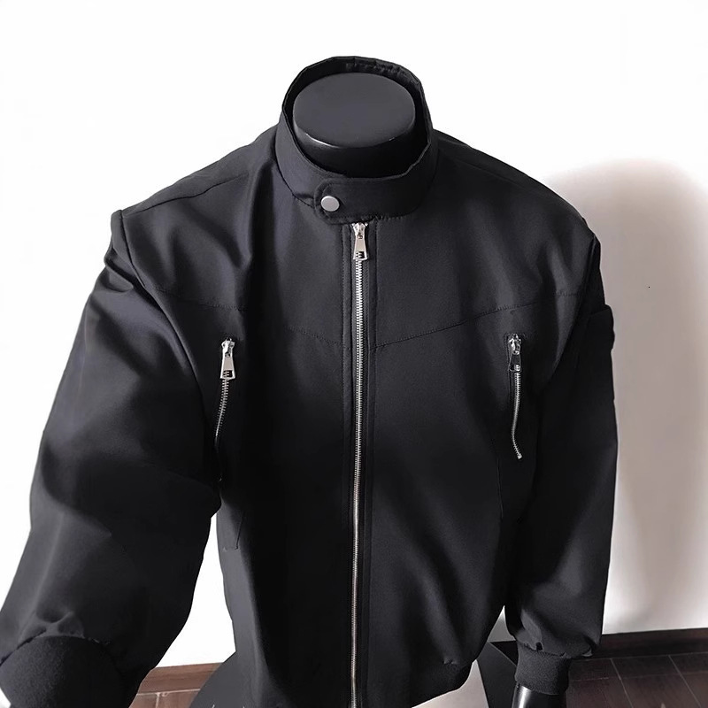 Jacket Men Zipper Design Black Workwear Designer Jacket Jacket For Men Spring And Autumn American Retro Functional Style Stand Collar Bomber Jacket