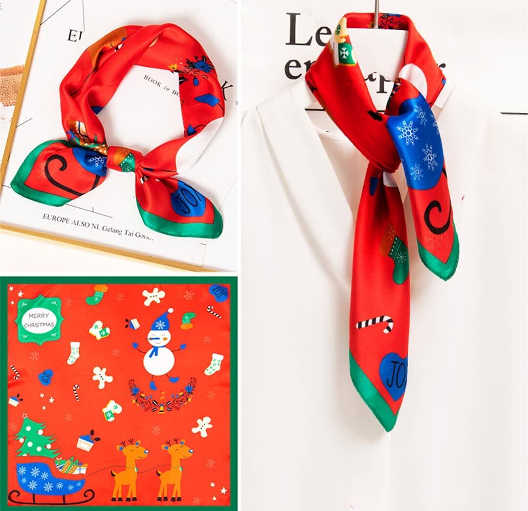 100% Real Mulberry Silk Scarf 21'' x 21'' Lightweight Neckerchief Women Men Small Square Digital Printed Scarves Christmas gifts