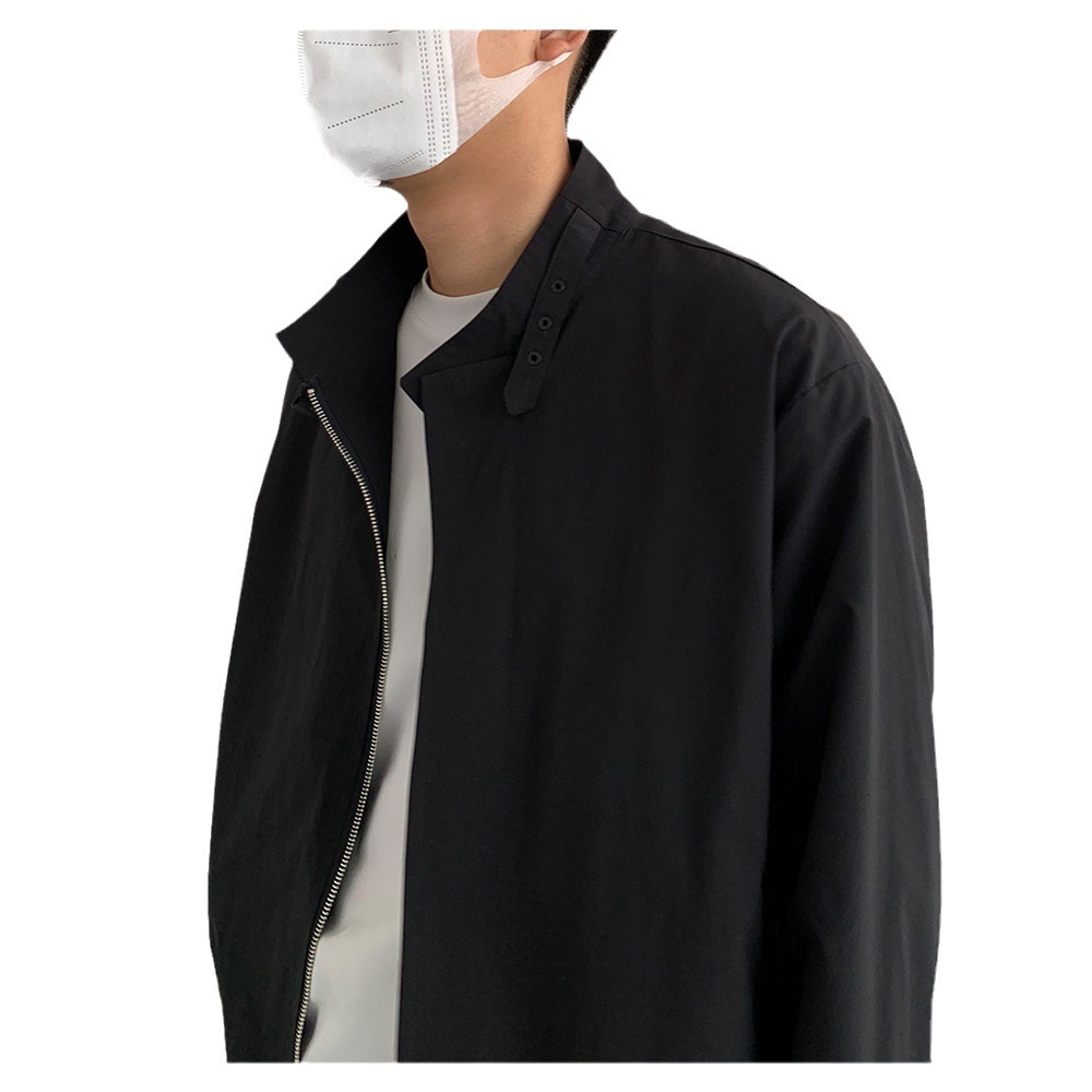 Minimalist Design Loose Black Jacket 2024 Spring And Autumn Season Coat Small Stand Designer Coat Collar Top Men's Cardigan Shirt Trendy Brand