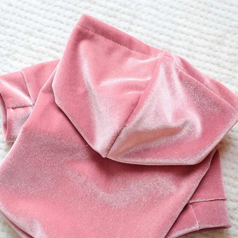 Fashion Velvet Hooded Hoodies Sweatshirt For Dog Pink Gray Blue Pet Clothes for Small Dogs Pomeranian Dog Outfits Puppy et C251030