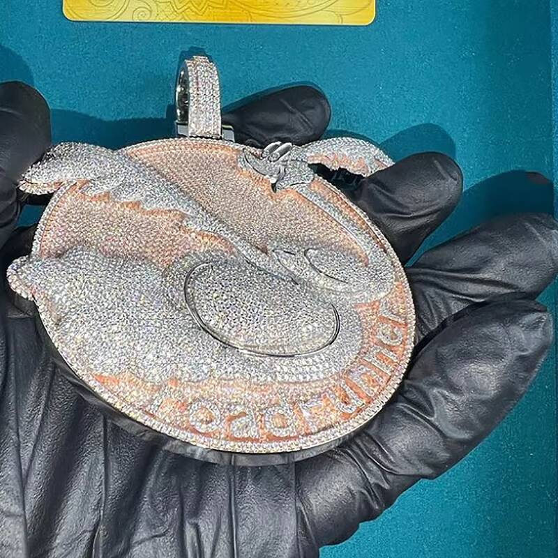 Iced Out Moissanite Hip Hop Pendant Sterling Silver Bling Charm with Dazzling Sparkle and Exquisite Craftsmanship