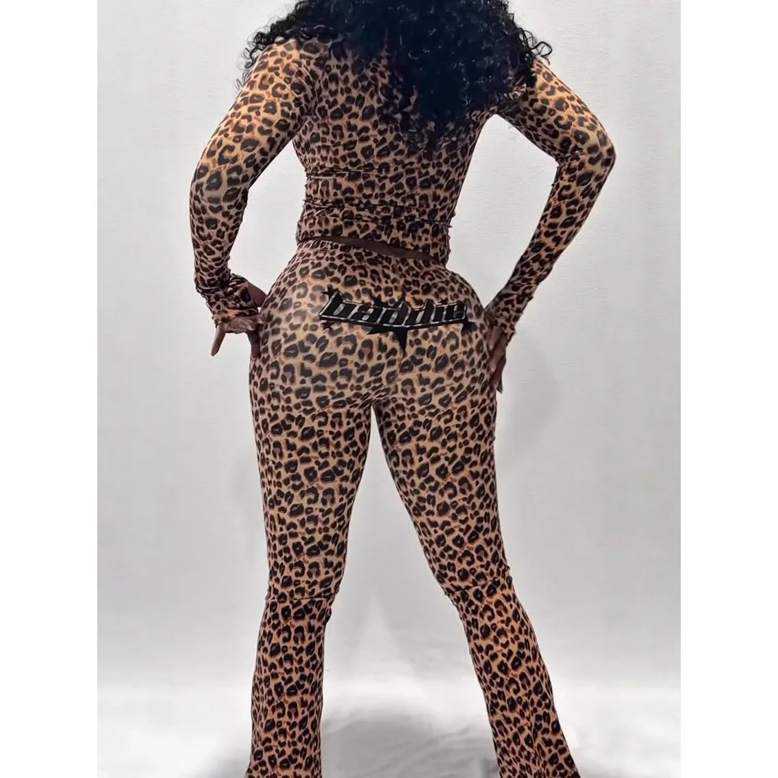 Hoodie Top Jacket 2 Piece Pant Set Outfits Y2K Streetwear Winter Fall Women Tracksuit Elegant Leopard Two Piece Sets 251029