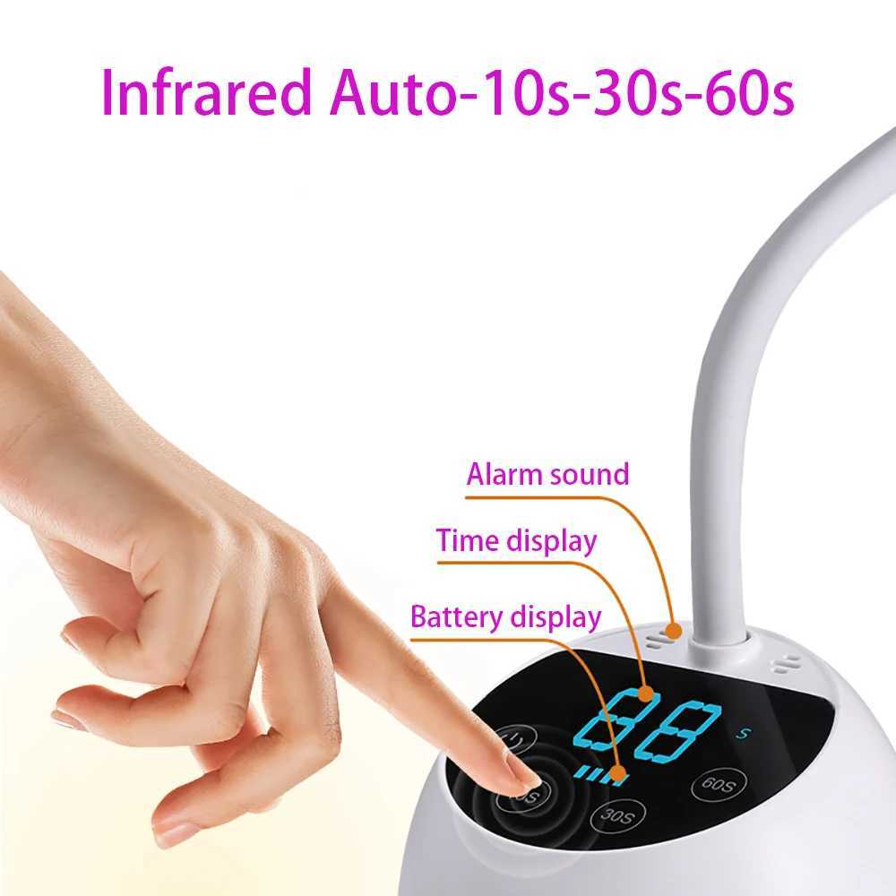 New Wireless Nail Lamp LED UV Nail Dryer Rechargeable Auto Sensing Touch Control Fast Drying Nail Light 360 Bendable Table Lamp L251030