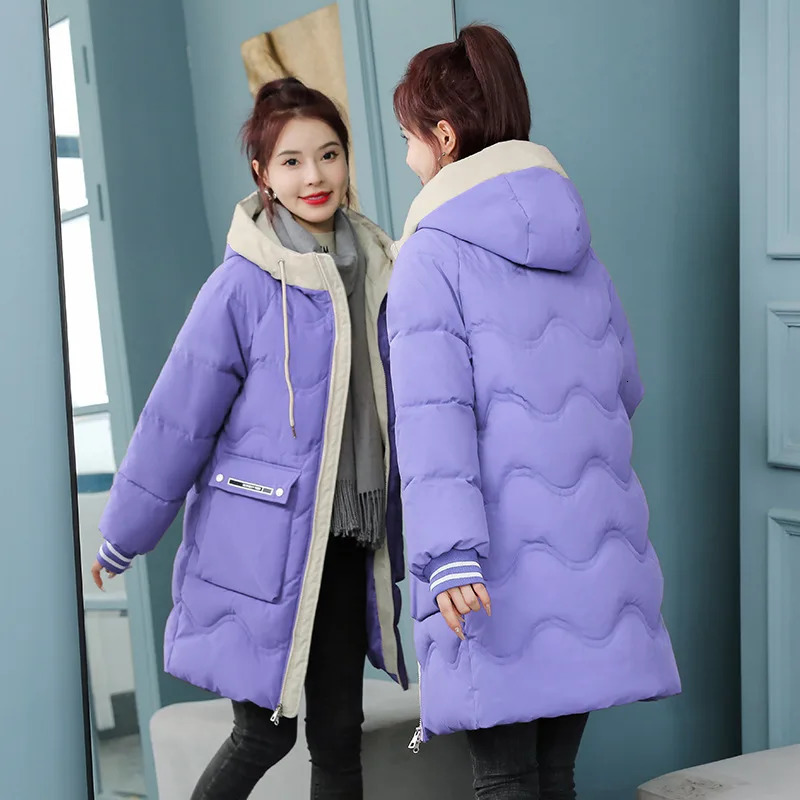 2025 Women Winter Jacket Women Long Warm Thicken Cotton Coat Korean Loose Plus Size Parkas Winter Hooded Outwear Basic Coat 251030