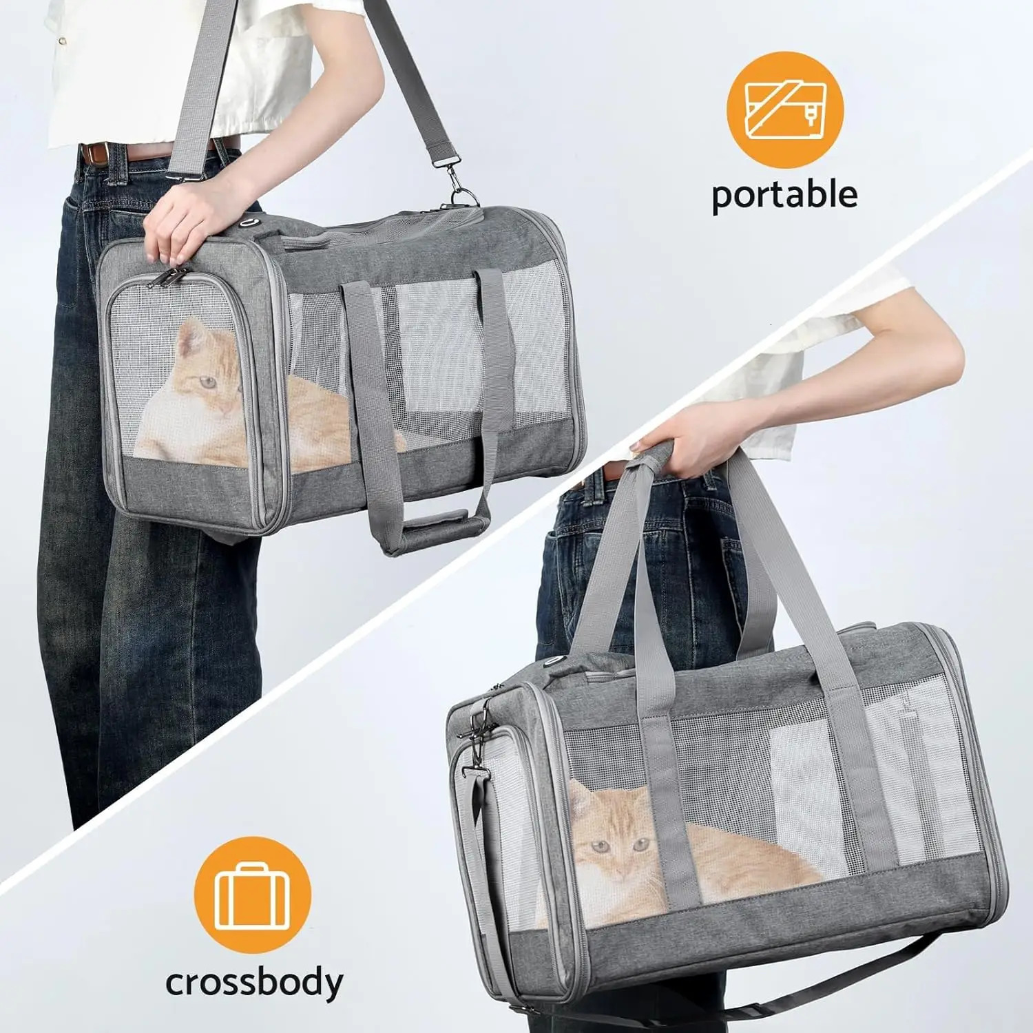 Airline Approved Pet Carrier for Cats Dogs Soft Travel Bag with Breathable Honeycomb BoardRemovable Support Board for Vet 251030