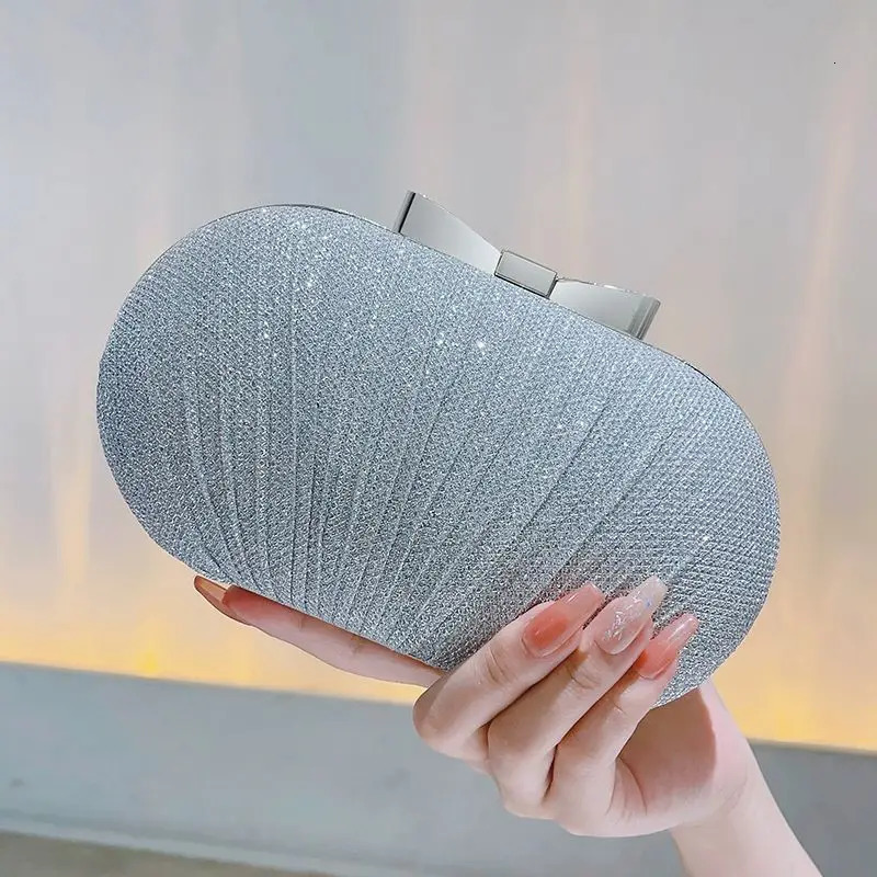 Fashion Women Clutch Bags Ruched Casual Lady Evening Bags Golden Metal Chain Handbags Bling Sequined Banquet Dinner Prom Holder 251023