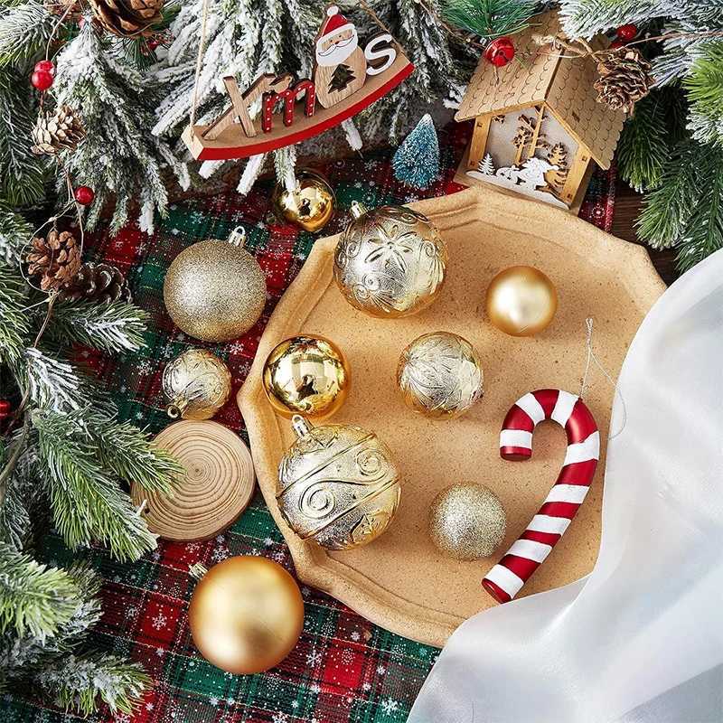 Christmas Ball Ornaments 30Pcs of 468CM Shatterproof Plastic Christmas Ball Xmas Tree Hanging Decor for Home New Year Decor C251030