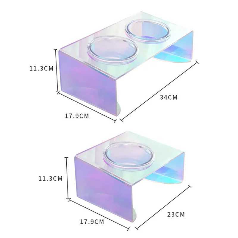 Pet Supplies Pet New Laser Dazzling Dining Table Acrylic Cat Dining Table Bowl Rack Dog Bowl Dinner Rack J251113