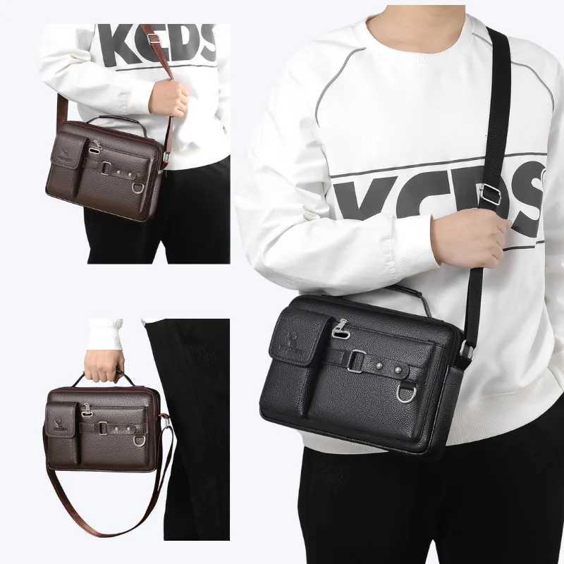 Mens Business Shoder Bag Premium PU Leather Briefcase for Off Cmute Messenger Bag with Adjustable Strap Professial Y251011