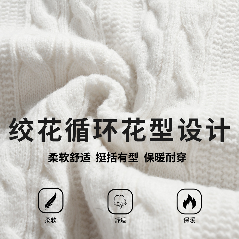 Hanlu Men's Cable Knit Solid Color Crew Neck Sweater Designer Sweater Unisex Autumn Winter Loose Knitwear Cardigan