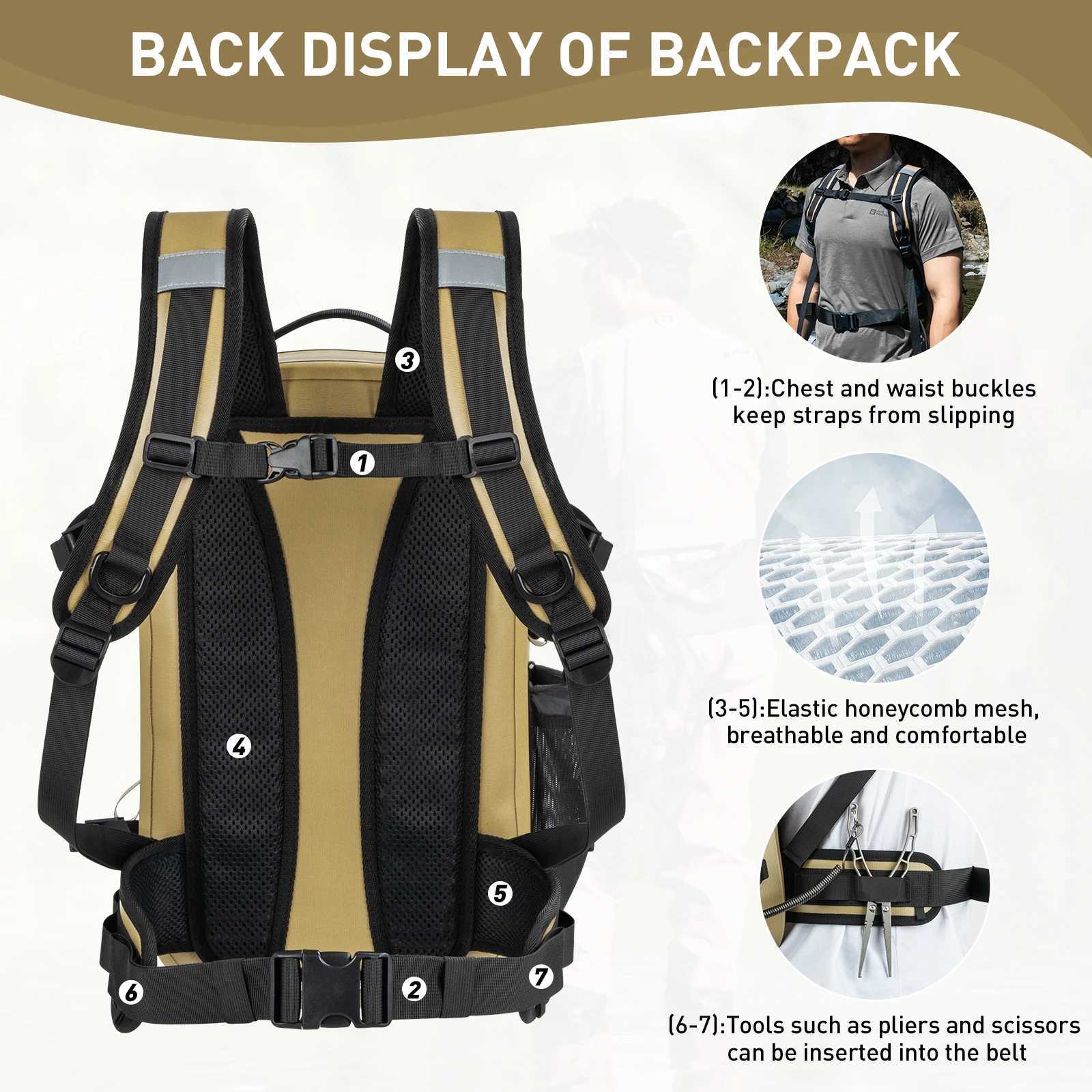 Waterproof Fishing Backpack Brown Multipurpose Fishing Tackle Bag Fishing Lures Storage Bags Outdoor Cycling Hiking Backpacks H251029