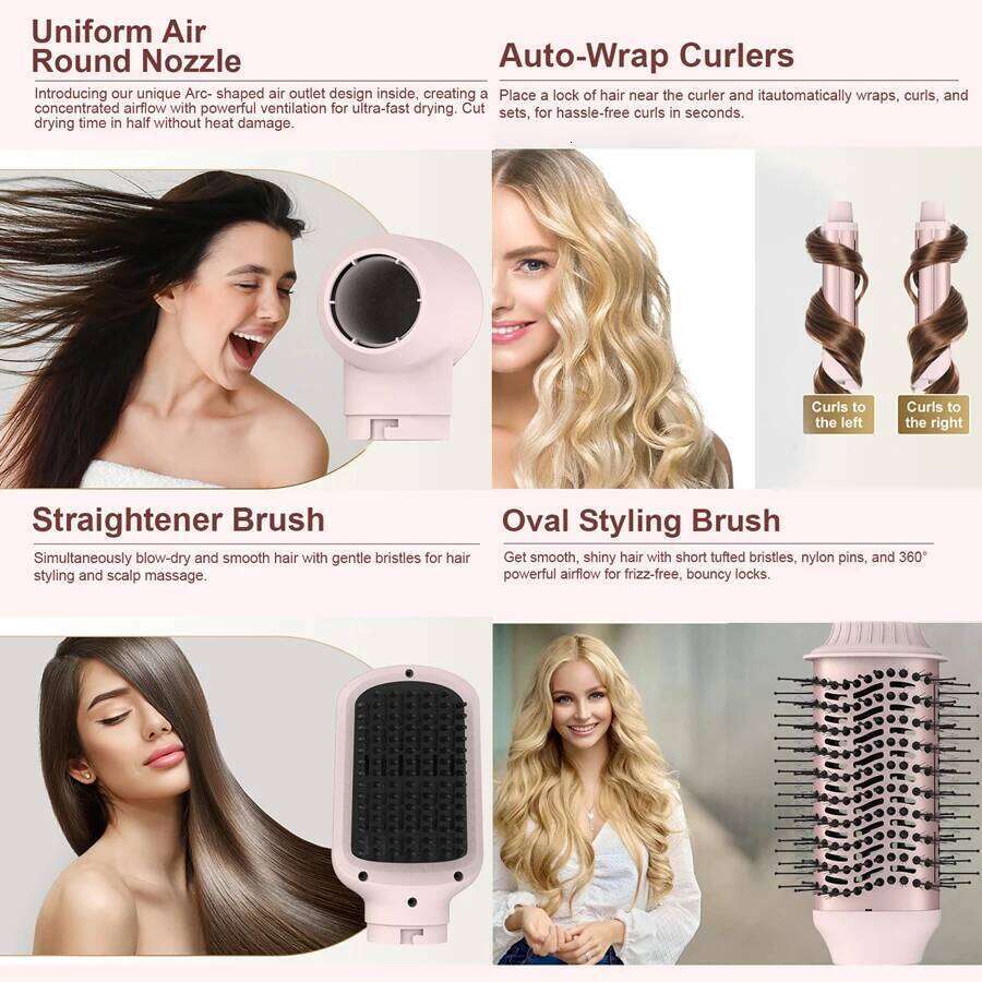 5 in 1 Straightener Detachable Curling Iron Dryer Auto Wrap Curlers Fast Drying Hair Styling Electric Brush