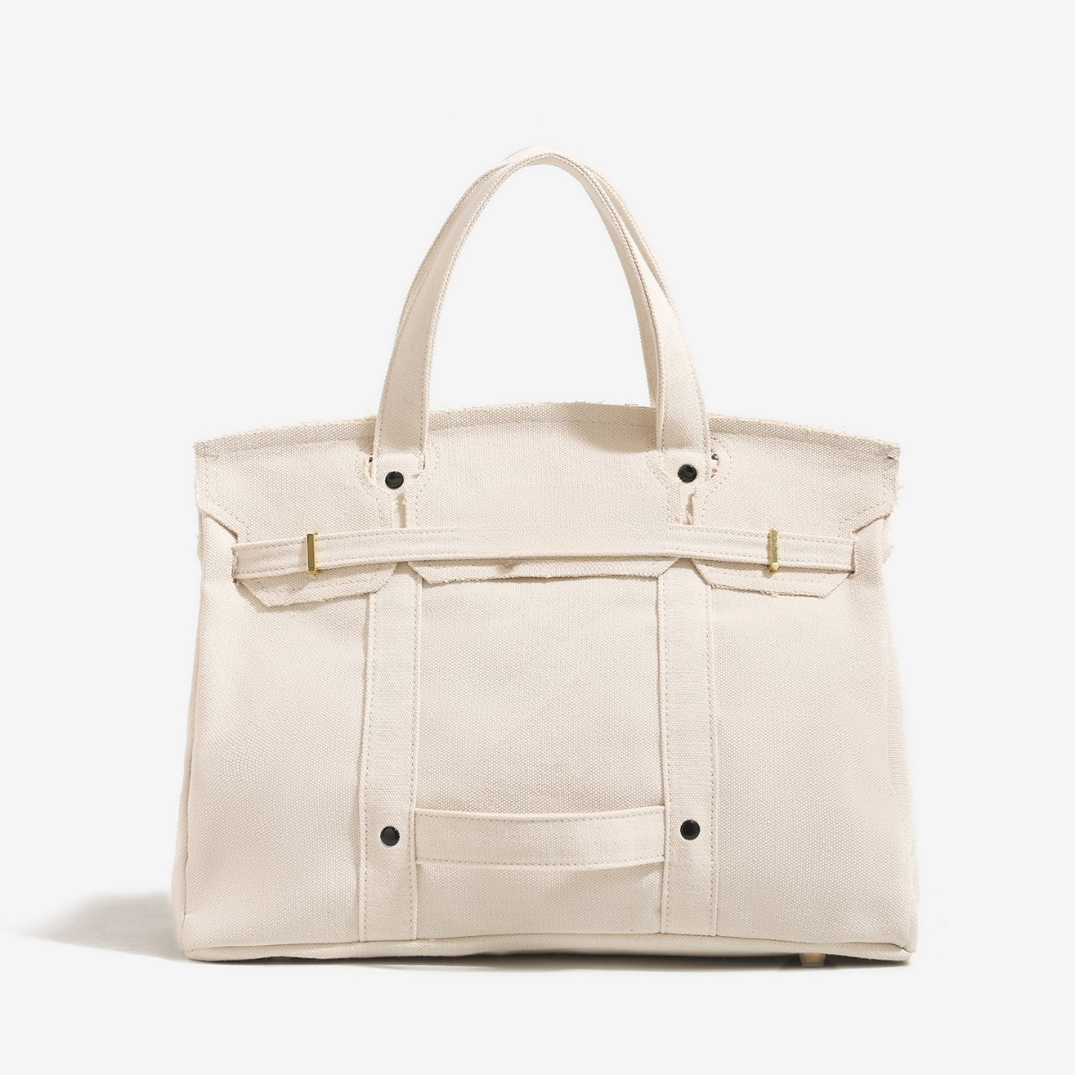 New casual women's canvas bag, niche design, color block handbag, large capacity commuting fashion shoulder bag, trendy luxury designer bag