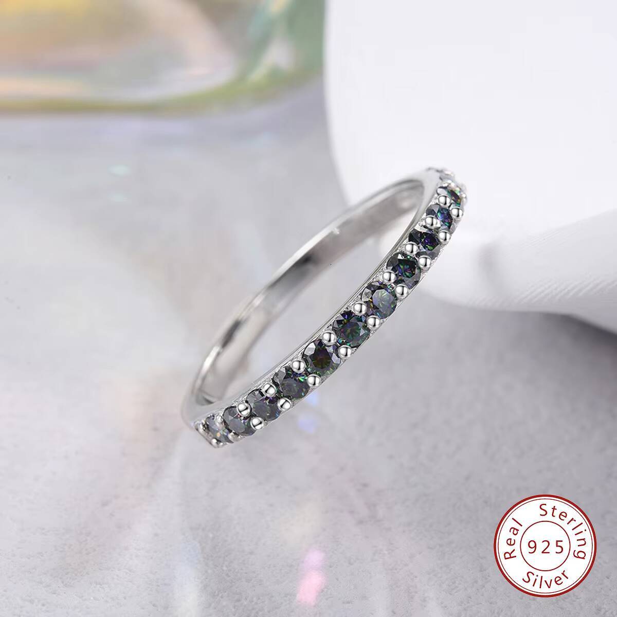 01ct Moissanite Jewelry Diamond Band Ring 925 Sterling Silver 18k White Gold Moissanite Rings for Women Engagement Gift