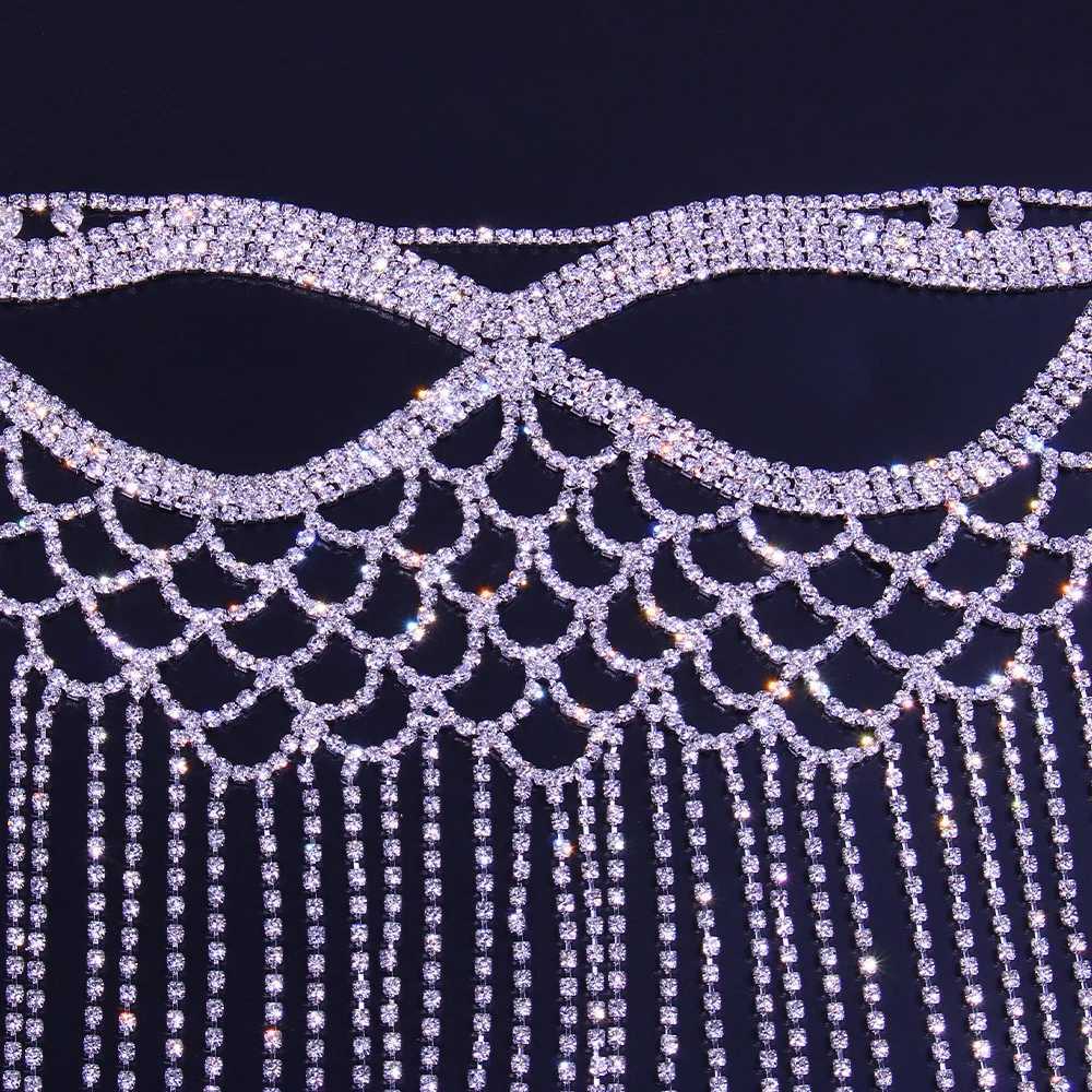 Luxury Crystal Mask Full Face Masquerade Tassel Boho Rhinestone Face Jewelry Mask Chain Belly Dance Prom Rave Party Face DecorW251029