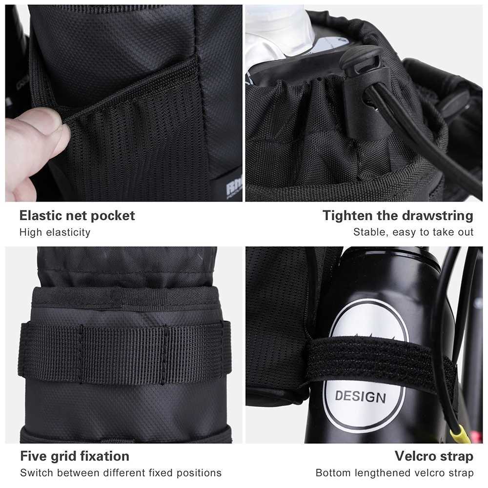Rhinowalk Bike Water Bottle Storage Bag Portable Cycling Handlebar Bottle Pack With Net Pocket Strong Straps Bike Bag 1PC2PCS H251029
