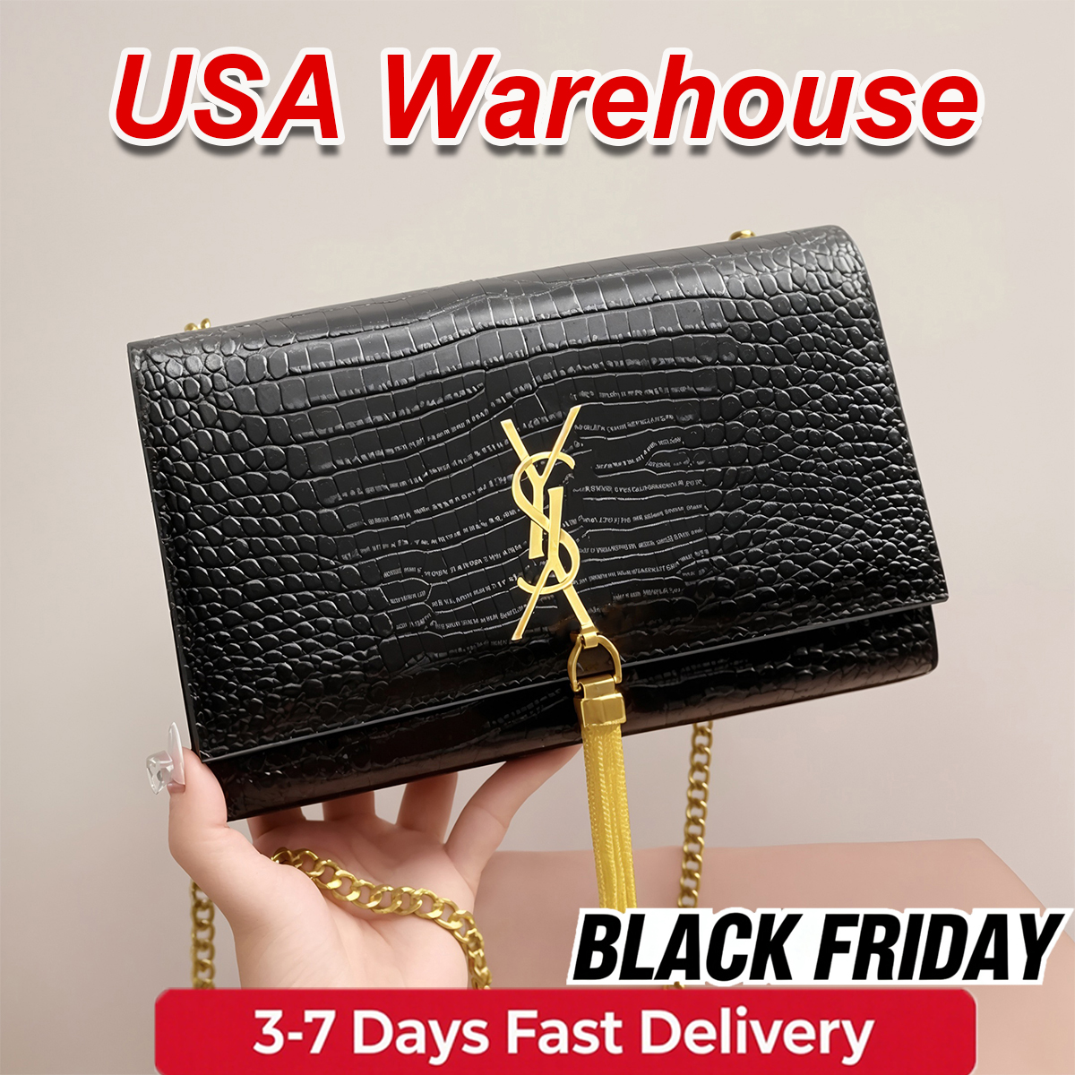 Designer Bag Shoulder Bag Luxury Bag Kate High Quality Women's handbag Purse Crossbody Bag Bright Face Cow Leather tassel Bag Medium Size Black Chain Bag Underarm bag