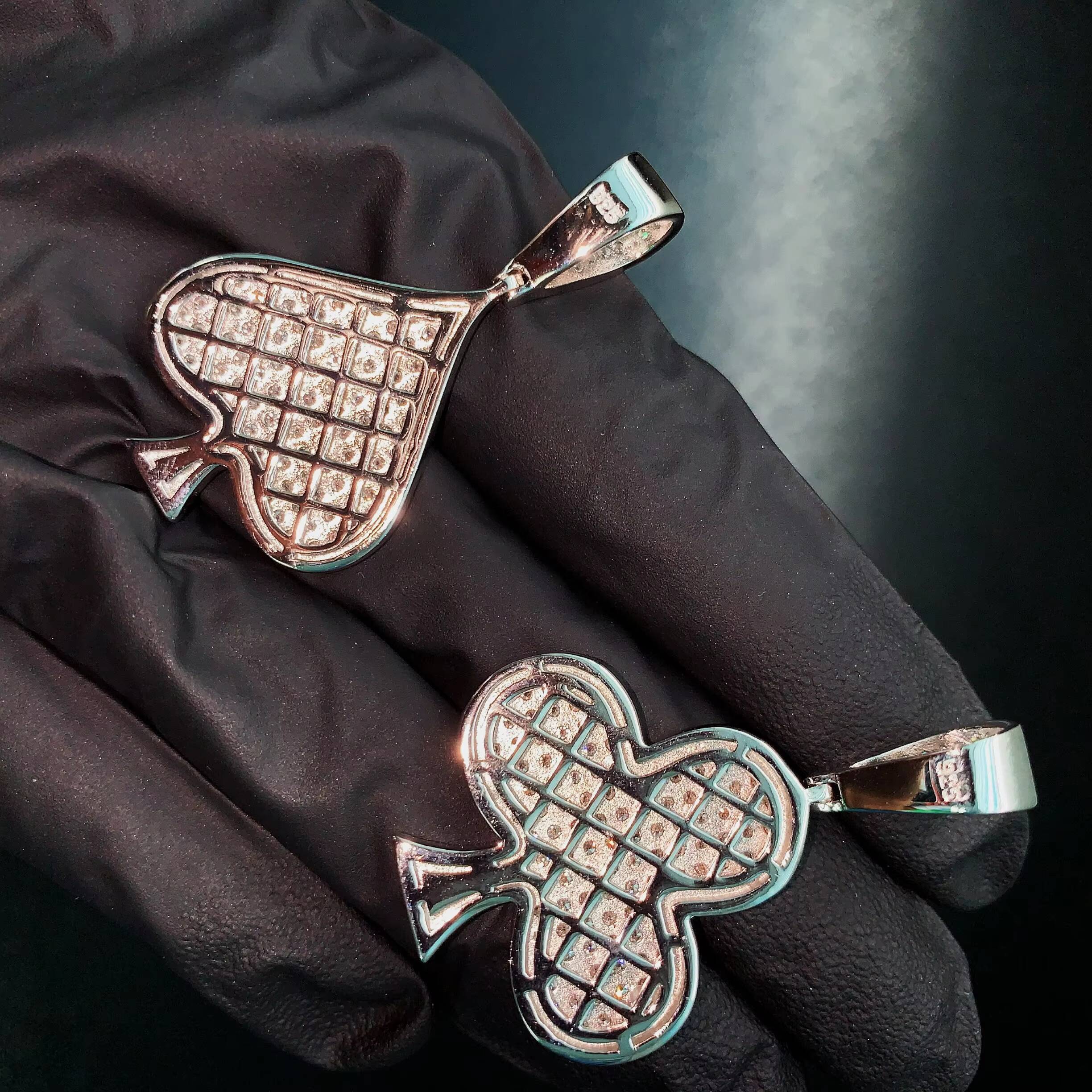 Fortune Lucky Charm Ace Spade Pendant Poker Moissanite Pendants Iced Out Jewelry Custom Moissanite Pendant