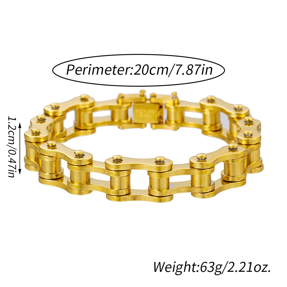 Hip Hop Retro Stainless Steel Motorcycle Chain Men Bracelet Male 12MM Wide Friends Mens Bracelets Bangles Punk Jewelry 251028