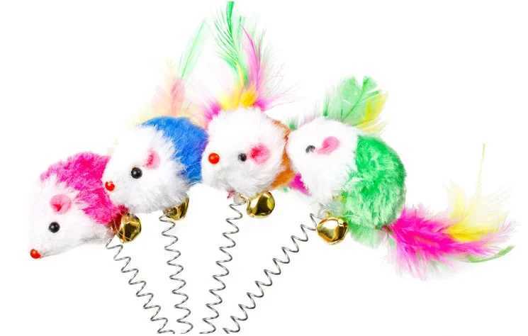 Cartoon Pet Cat Toy Stick Feather Rod Mouse Toy with Mini Bell Cat Catcher Teaser Interactive Cat Toy Kitten S251029