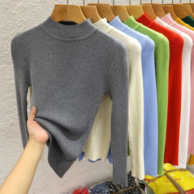 Turtleneck Women Sweater Autumn Winter Solid Pullover Female Casual Knitwear Clothing Basic Slim Versatile Soft Tops 251028