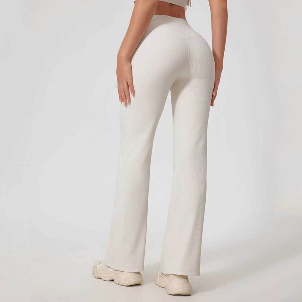 Fitness Rib Bellbottoms Tights High Waist Wide Leg Pants Leggings Women Yoga Elastic Leggings Push Up Gym Workout Flared Pants J251030