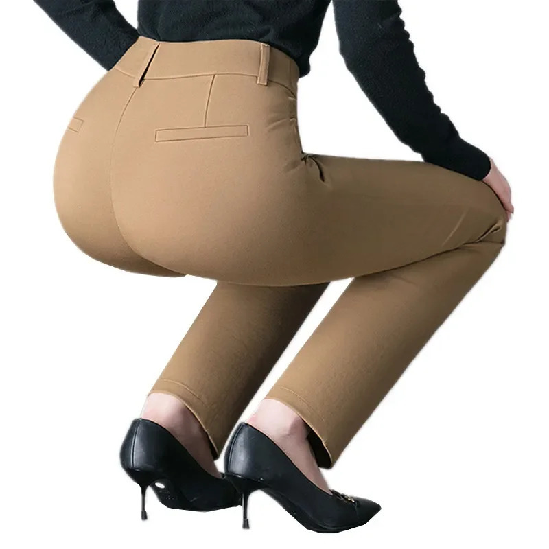 2025 Womens Slim Fit Pants Fashion Stretch Trousers Red Dark Blue Khaki Pant Asian Size 2732 251015