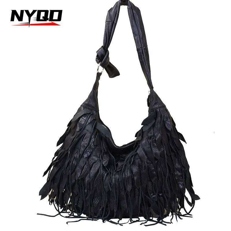 Women Genuine Leather Shoulder Soft Casual Dumplings Bag Large Capacity Tassels Crossbody Bags For Ladies Bolsos De Mujer
