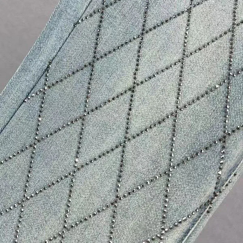 Diamond Denim Flared Pants Womens Fashion Jeans High Waist Stretch Slim Pants 251029