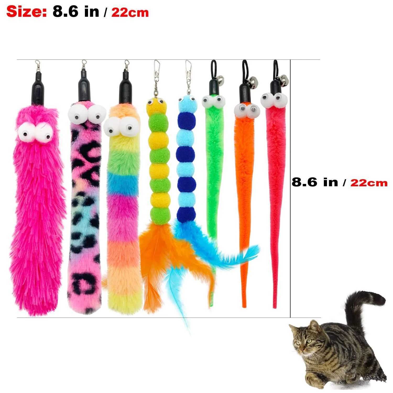 Cat Wand and Toy Feather Toy Interactive Cat Toy Fuzzy Wand and Feathers Teaser Refills 1 PC 8 PCs S251029{category}