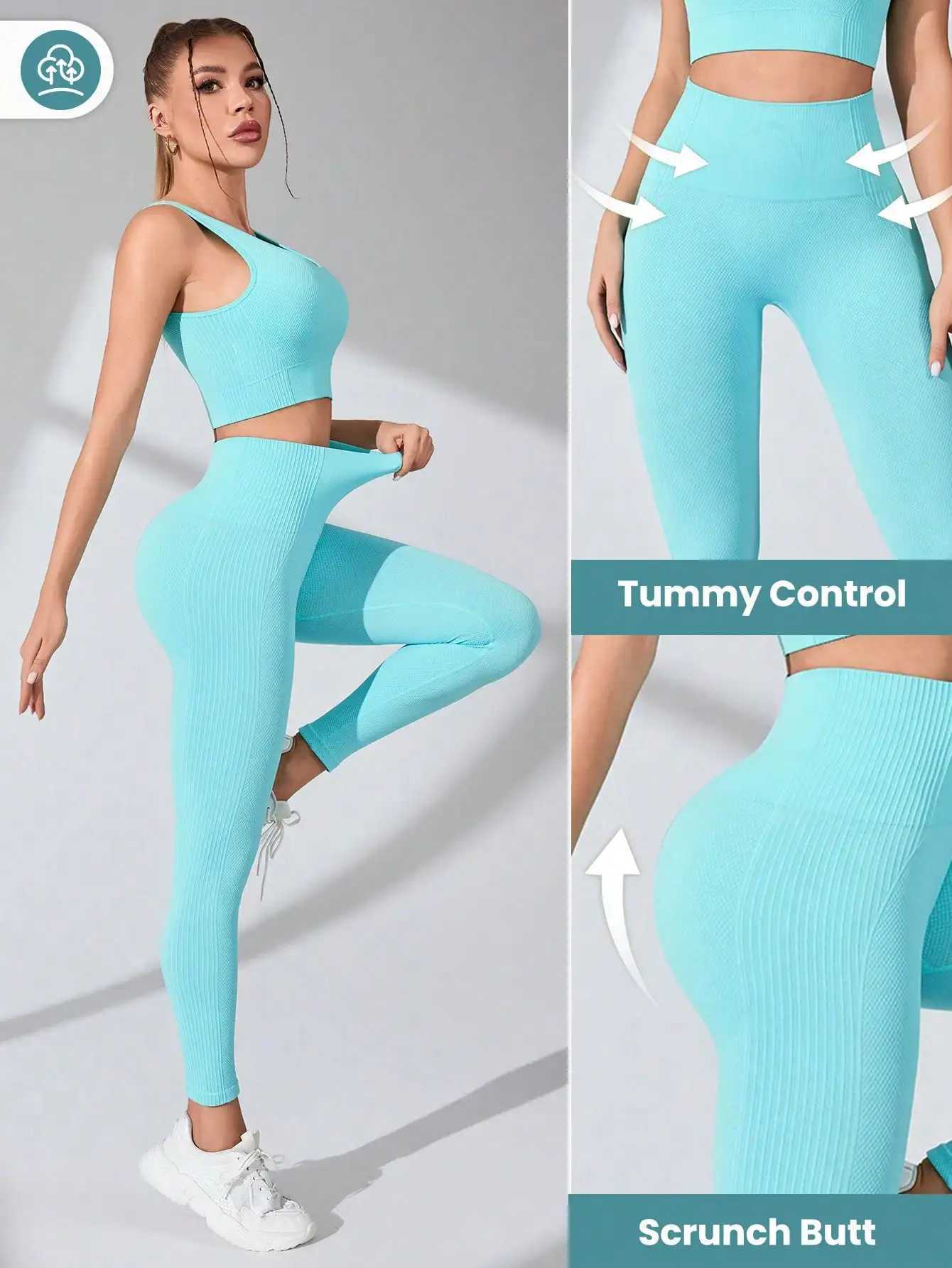 Womens Workout Sets 2 Piece Seamless Yoga Leggings and CrossStrap Sports Bra Gym Outfits Activewear Matching Set J251030