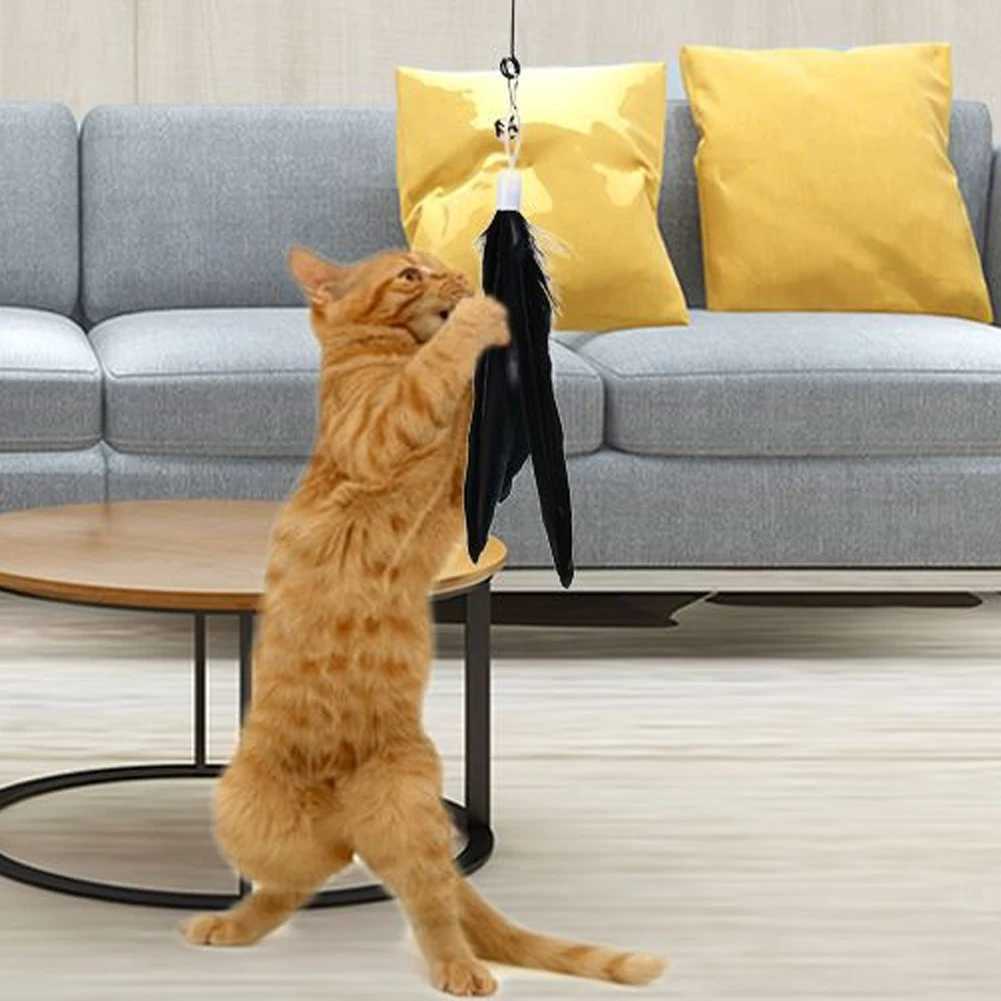 Multicolor Wide Large Cat Teaser Wand Stick Feather Replacement Pendant with Bell Cat Toy Replace Accessories Cat Supplies S251029{category}