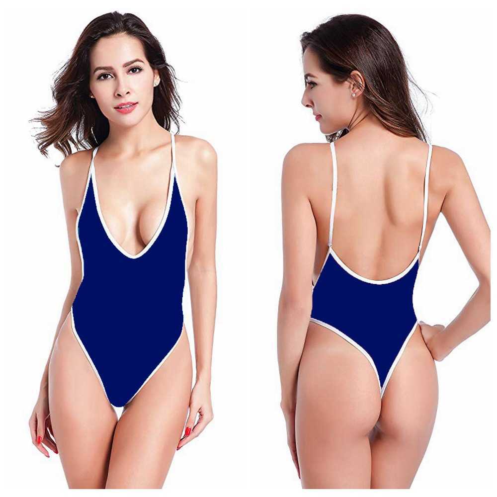 2025 European-style women's sexy lingerie sports one-piece swimsuit, bikini three-point straps V-neck pajamas S251030