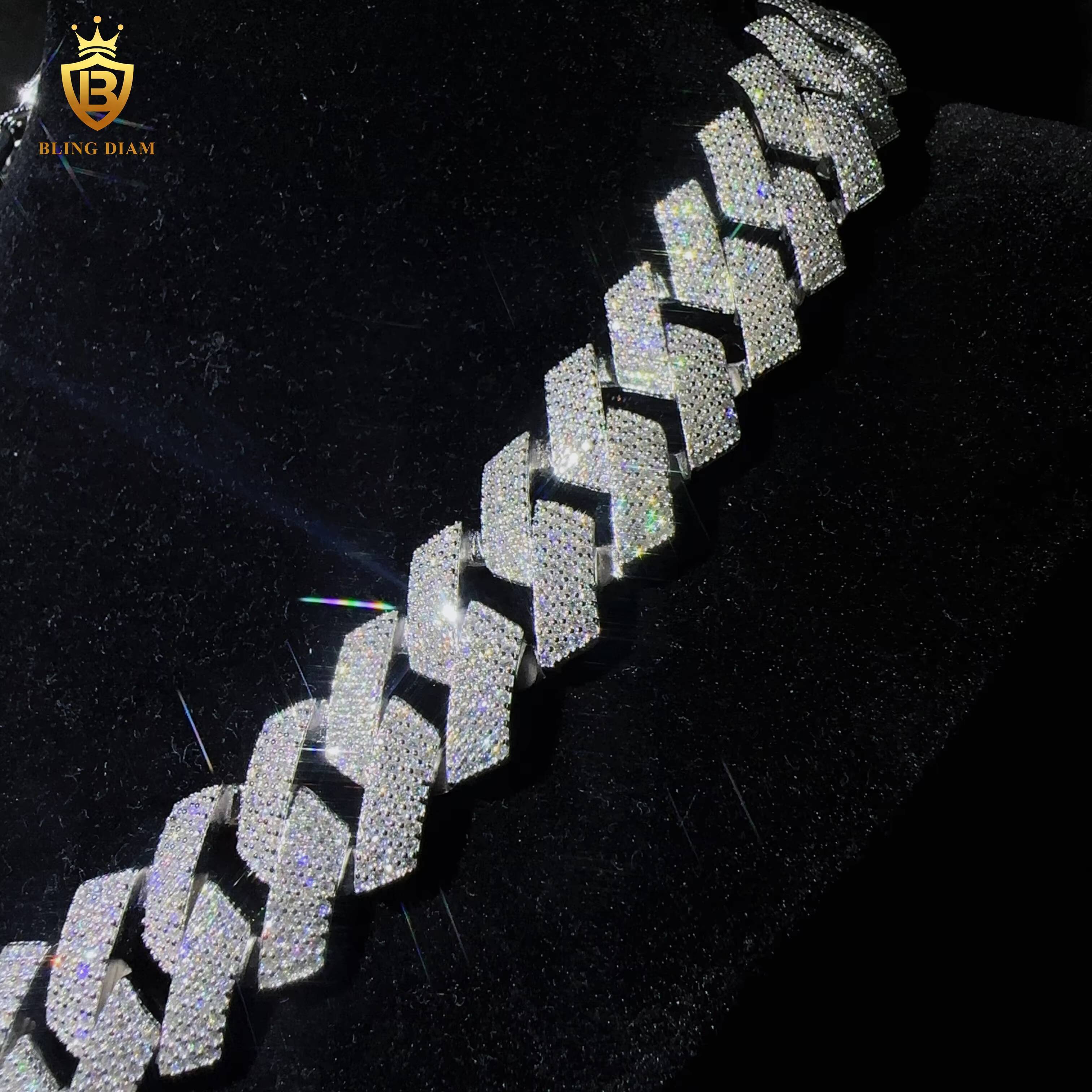 VVS Moissanite Diamond Iced Out Hip Hop 20MM Miami Cuban Link Chain Necklace Sterling Silver 925